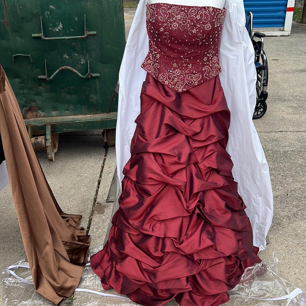Strapless Jovani Burgundy Dress
